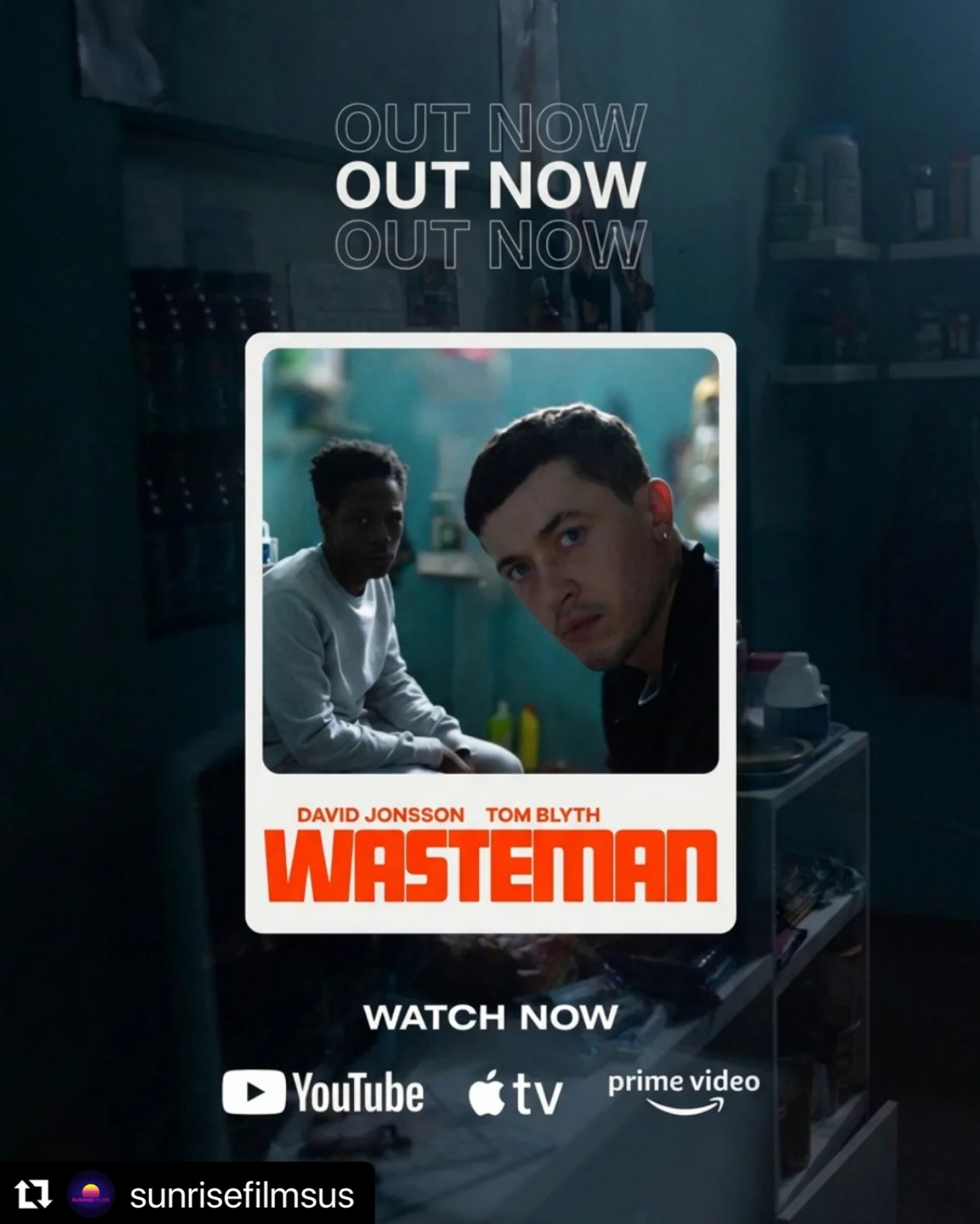 OUT NOW. #WASTEMAN is available to stream at home.
✨See our brilliant Layton Blake star as ‘Maxi’!✨
Directed by Cal McMau, starring David Jonsson & Tom Blyth — a pressure-cooker prison thriller where every choice costs.
Watch now on Apple TV / Prime Video / YouTube. Link in bio.
#nowstreaming #tomblyth #davidjonason #movienight
#Repost @sunrisefilmsus