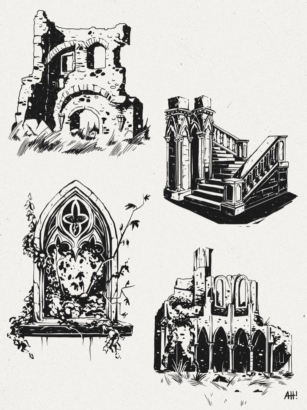 Contrast studies of some old ruins and architecture 🖤
Made with @procreate
#illustration #visualdevelopment #conceptart