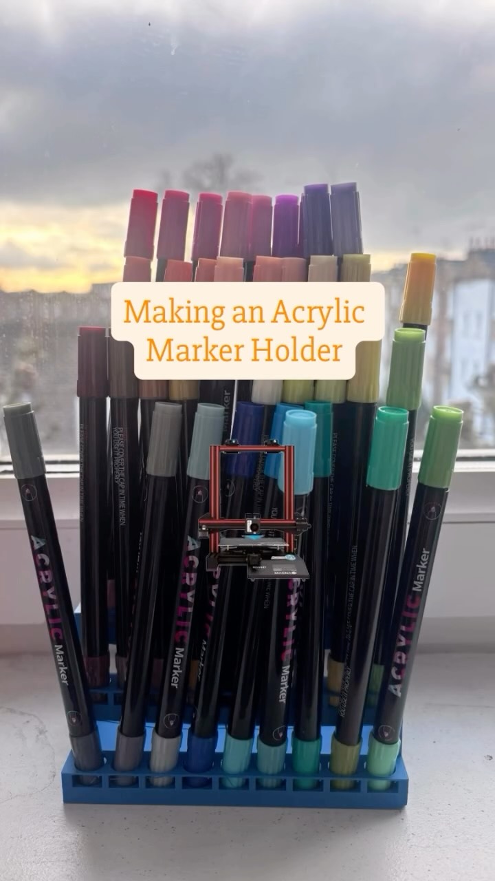 Making an Acrylic Marker Holder — From Mess to Something better ✨
Recently I picked up a pack of dual-sided acrylic markers — all neatly packed in a box. But … it is not the easiest to use.
Every time I wanted a colour, I had to dig around. Putting them back was just as awkward, and seeing all the colours at once is almost impossible.
So I thought — why not make something better?
Inspired by something surprisingly simple (toothbrush holders 🪥), I designed a first prototype using Autodesk Fusion 360 — a single row holder to test if the markers would fit and stand properly.
Once that worked, I took it a step further. I duplicated the rows and added a slight slant, so every marker is visible at a glance. Now I can actually see all the colours, and I’ve already completed a few drawings using it 🎨
It’s not perfect yet though.
If you look closely (in the last clip), you’ll notice some of the filament in the middle doesn’t quite attach properly — just hanging there. That’s the reality of prototyping with 3D printing.
But honestly, there’s still something incredibly satisfying about solving a small everyday problem and bringing it to life with 3D printing.
Next version? Definitely improving it.
If you have some suggestions for the acrylic marker holder — or something you’ve always wanted to make with 3D printing, feel free to drop me a message. Would love to explore it with you.
-
#3dprintinguk #3dprinting #prototypedesign #london3dprinting #solvingproblems