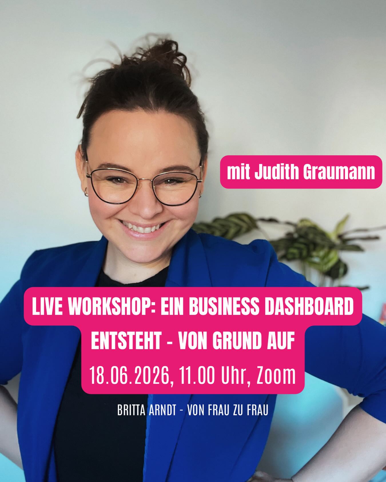 Live-Workshop: Ein Business-Dashboard entsteht – von Grund auf 👩🏻💻 mit Judith Graumann @online.marketing.manufaktur
🗓️ Donnerstag 18. Juni, 2026, 11 - 13 Uhr,
per Zoom
In diesem Live-Workshop zeigt Judith Graumann @online.marketing.manufaktur , wie ein minimalistisches Notion-Dashboard für ein reales Business entsteht – Schritt für Schritt und von null an aufgebaut.
Als Praxisbeispiel stellt eine Unternehmerin ihr eigenes Business zur Verfügung. Gemeinsam entwickeln sie live eine klare, reduzierte Struktur, die im Alltag wirklich trägt.
Die Teilnehmenden erleben den gesamten Denk- und Entscheidungsprozess:
➡️ Welche Bereiche braucht ein Business tatsächlich?
➡️ Was darf bewusst weggelassen werden?
➡️ Wie entsteht ein Dashboard, das Orientierung gibt statt zusätzliche Komplexität zu erzeugen?
💡 Es handelt sich nicht um einen vorbereiteten Template-Showcase, sondern um einen transparenten Aufbau in Echtzeit – mit echten Anforderungen, echten Fragen und echten Lösungen.
Der Workshop wird aufgezeichnet und im Anschluss zur Verfügung gestellt.
Dein Invest 25,-€.
(Teilnehmerinnen der VON FRAU ZU FRAU BUSINESS COMMUNITY können mit ihrem Rabattcode kostenfrei teilnehmen.)
⭐️ Ideal für alle, die ihr Business strukturierter führen möchten und sehen wollen, wie Klarheit praktisch entsteht.
Judith und ich freuen uns auf Euch!
Herzliche Grüße,
Britta
BUSINESS & COMMUNITY MENTORIN
DOTERRA WELLNESS BERATERIN
@von_frau_zu_frau_coaching @vonfrauzufrau_business
@oilpowerment @oilpowerment_for_horses
.
.
.#unternehmerin #unternehmerinnen #unternehmertum #gründerin #selbständigefrauen