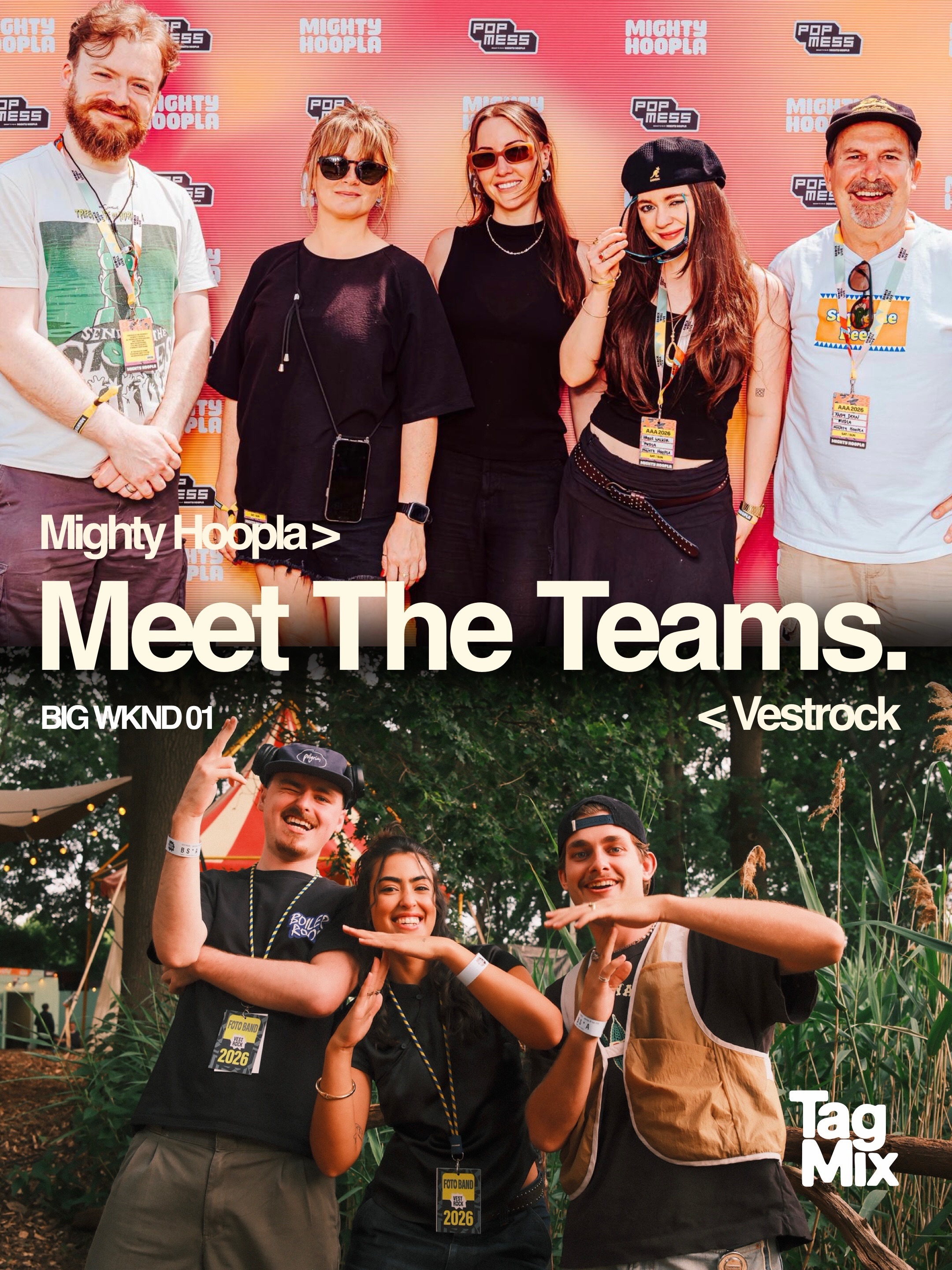 TAGMIX BIG WEEEEEKEND 🥳🫂
The team are back out in the field capturing only the best voices and giving them the proper seeing to with our Tagmix technology.
Meet the teams at VESTROCK, Mighty Hoopla & Take That Circus 🎪 On a very Sunny Spring Weekend in the UK and Netherlands!
Drop us a follow to keep updated with Tagmix Tech and Our big summer festivals lined up 🤙🤙
#teamtalent #sunnysummer #audiotech #instagram
