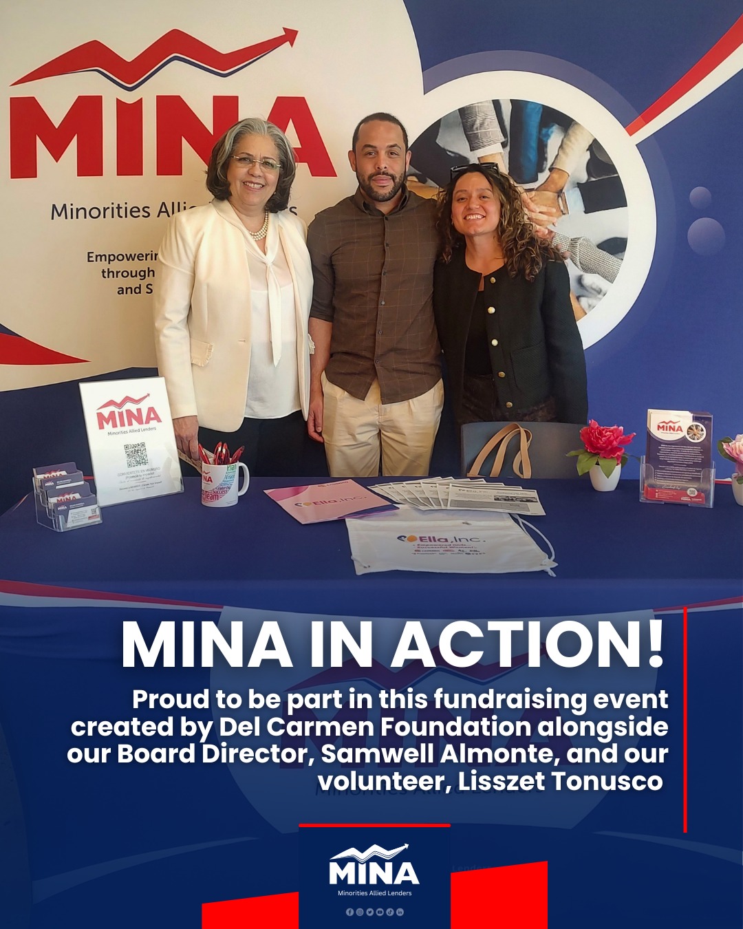MINA in action! Proud to be part in this fundraising event created by Del Carmen Foundation alongside our Board Director, Samwell Almonte, and our volunteer, Lisszet Tonusco.
_
¡MINA en acción! Orgullosos de participar en este evento de captación de fondos creado por Del Carmen Foundation junto a nuestro Director de la Junta, Samwell Almonte, y nuestra voluntaria, Lisszet Tonusco.