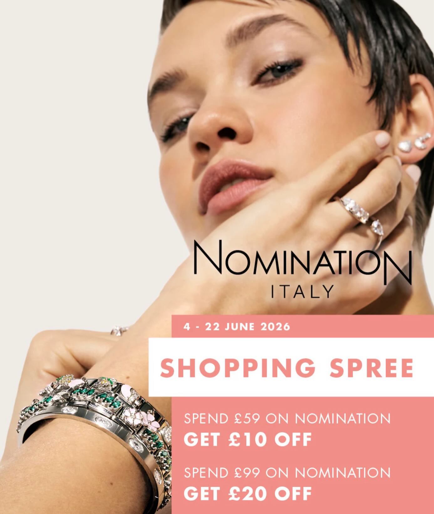 🛍️ Nomination shopping spree 🛍️
Spend £59.00 get £10.00 off
Spend £99.00 get £20.00 off
Promotion ends 22nd June 2026
#nominationshoppingspree #shoplocal #independantbusiness #flitwickjewellers #nominationitaly