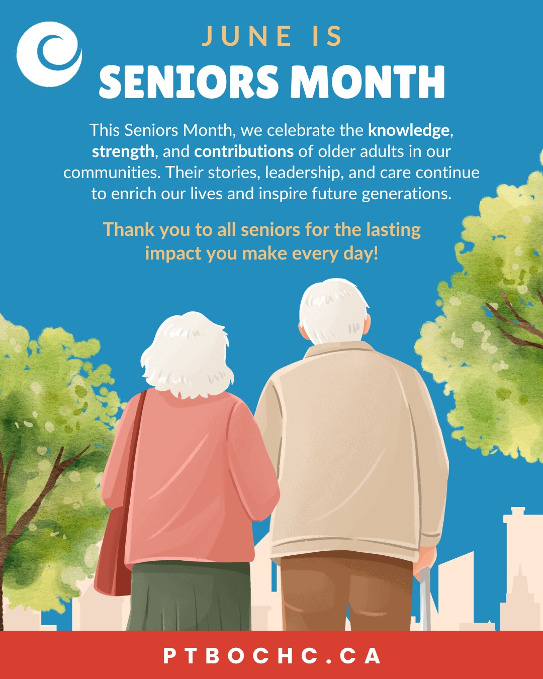 💙✨ June is Seniors Month! ✨💙
This month, we celebrate the wisdom, strength, and lifelong contributions of older adults in our communities. 👵👴 Their stories, leadership, and care continue to enrich our lives and inspire future generations.
Take a moment to thank a senior who has made a difference in your life. 💐💙
#SeniorsMonth #HonouringEveryChapter #OlderAdults #CommunityCare #Peterborough #PCHC