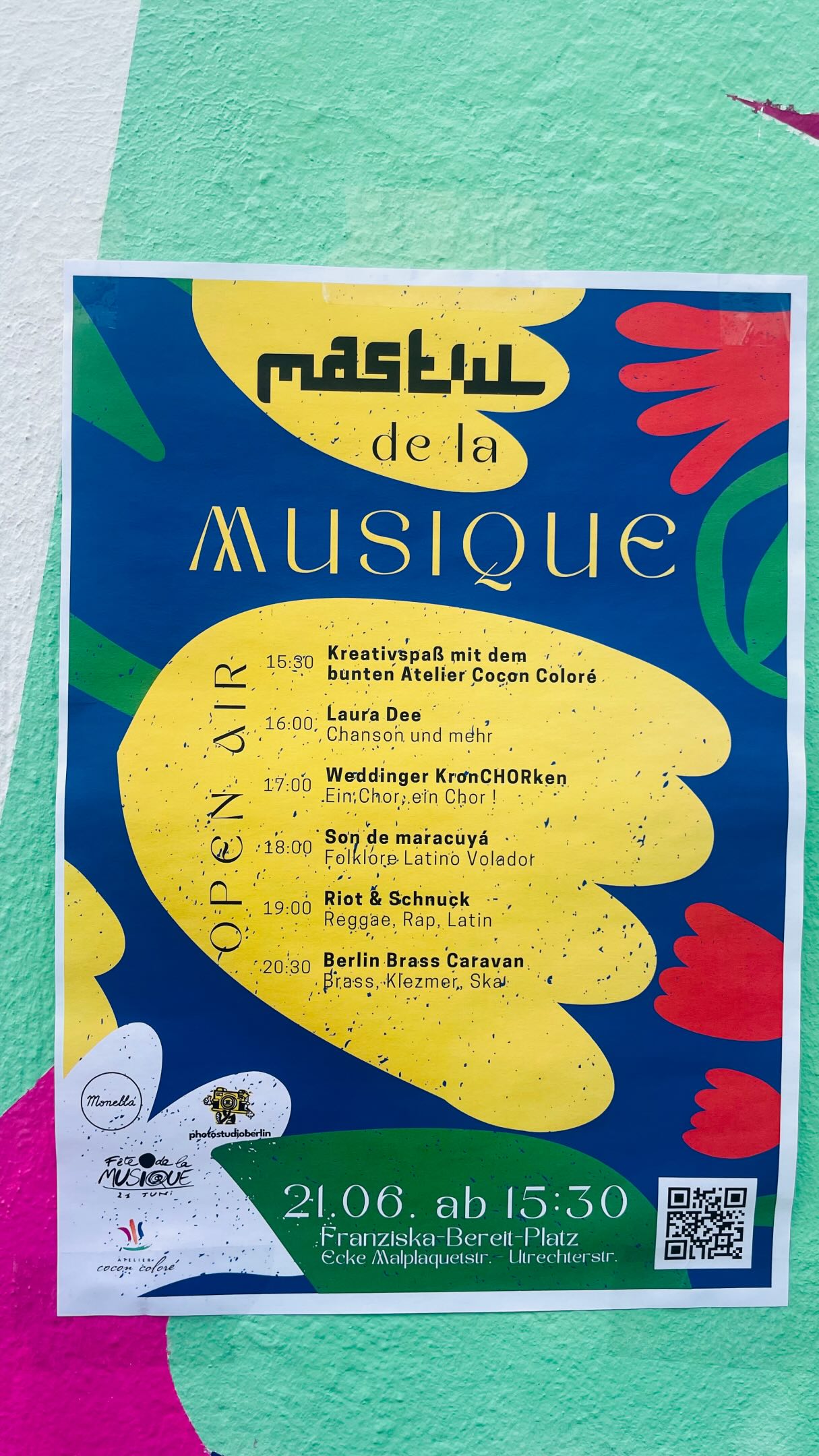 🎨🎶 Jippie! Wir freuen uns riesig auf den Sonntag den 21.6. und die Fête de la Musique! 🌈✨
Kommt vorbei und verbringt mit uns einen bunten, kreativen Tag. Gemeinsam mit den Kids werden wir malen, gestalten und jede Menge Spaß haben! 🖌️🎨👧👦
Besonders freuen wir uns auf die tolle Kooperation mit dem @mastulberlin 💛 Lasst uns zusammen die Fête de la Musique feiern, kreativ sein, Musik genießen und die Welt ein bisschen bunter machen. 🎵🌸🌞
Kommt vorbei, bringt gute Laune mit und lasst uns gemeinsam einen wunderschönen Tag erleben! 🥳🎶🌈
#FeteDeLaMusique #FeteDeLaMusique2026 #KinderKreativ #MalenMitKindern #KunstFürAlle 🎨🎵💖