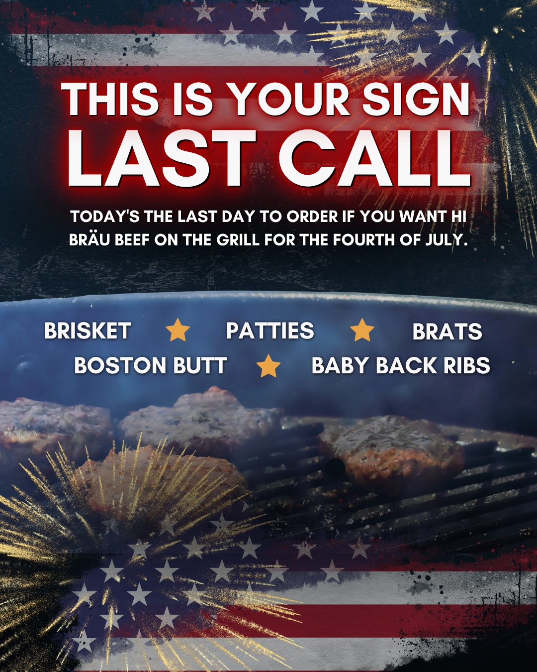 This is your sign. Your grill deserves better than a last-minute grocery store run! 🇺🇸🎆
Today's your last chance to order if you want Hi Bräu Beef on the menu this Fourth of July. Whether you're smoking a brisket, stacking burgers, grilling brats, or letting baby back ribs steal the show, we've got you covered.
Shop now before the cutoff: hibraubeef.com
#HiBrauBeef #FourthOfJuly #GrillSeason #ShopLocal