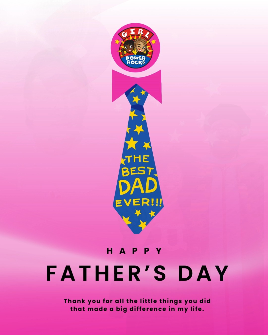 Happy Father’s Day from Girl Power Rocks! Today we celebrate all fathers, father figures, and mentors who lead with love, strength, and support. Thank you for inspiring the next generation every day.
