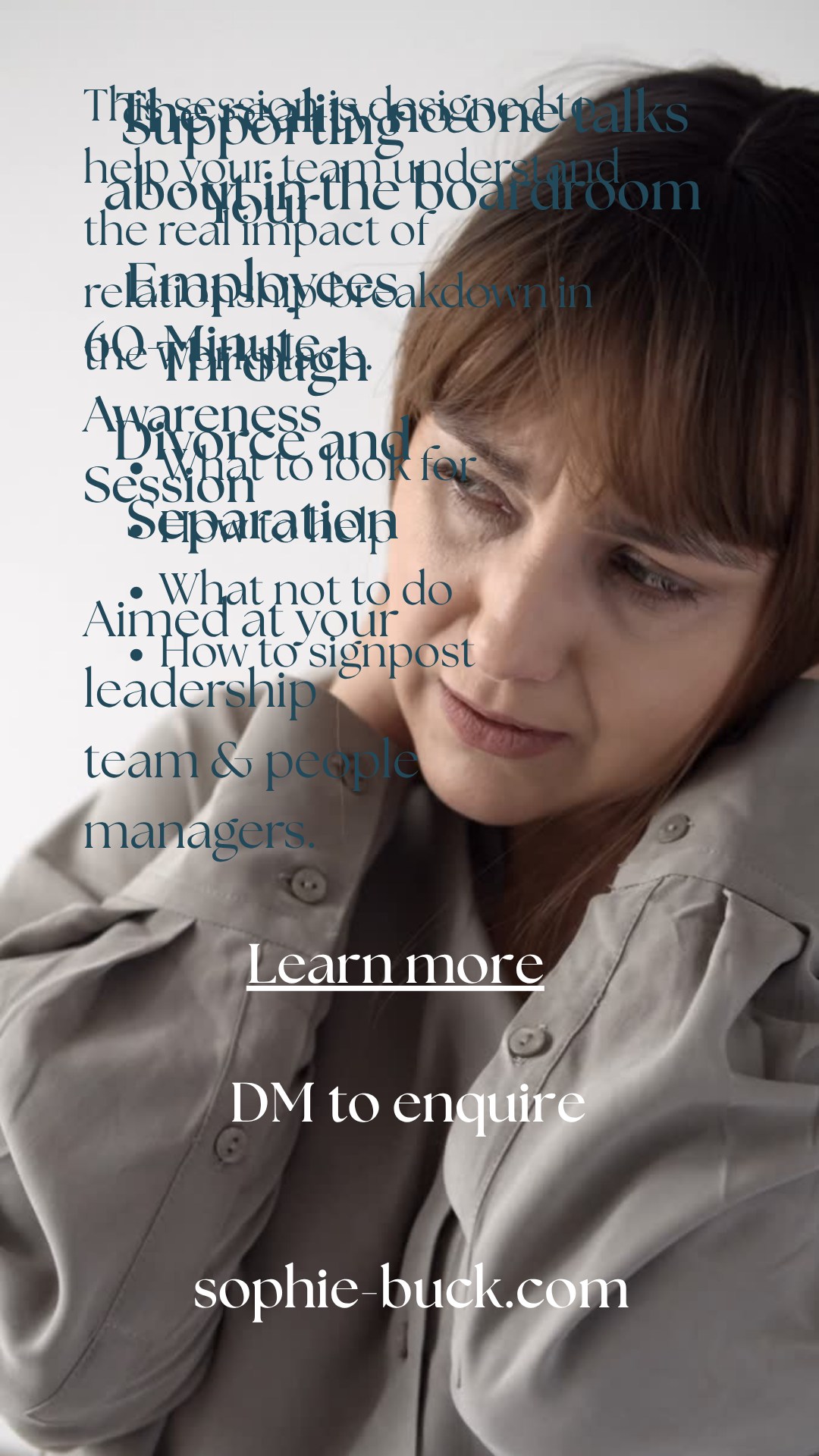 When an employee is going through a divorce, the signs aren't always obvious.
Missed deadlines.
Sudden absences.
A usually sharp colleague who can't seem to focus.
It's easy to read this as a performance problem when really, it's someone trying to hold it together while their life falls apart at home.
Relationship breakdown is one of the most disruptive life events your people will ever go through. And most managers have had zero training on how to spot it, let alone respond to it well.
That's where our 60-minute Manager Awareness Session comes in. In one focused hour, your people managers will learn:
→ The signs that someone may be struggling with separation or divorce
→ How to start a supportive, non-intrusive conversation
→ What support looks like in practice and what oversteps
→ When and how to point employees toward the right resources
This isn't about turning managers into counsellors. It's about giving them the confidence and the language to respond with care, instead of staying silent because they don't know what to say.
A more supported workforce starts with managers who know what to look for.
📩 DM us to bring this session to your leadership team.
#EmployeeWellbeing #PeopleManagement #WorkplaceSupport #HRLeaders #ManagerTraining #EmployeeAssistanceProgramme