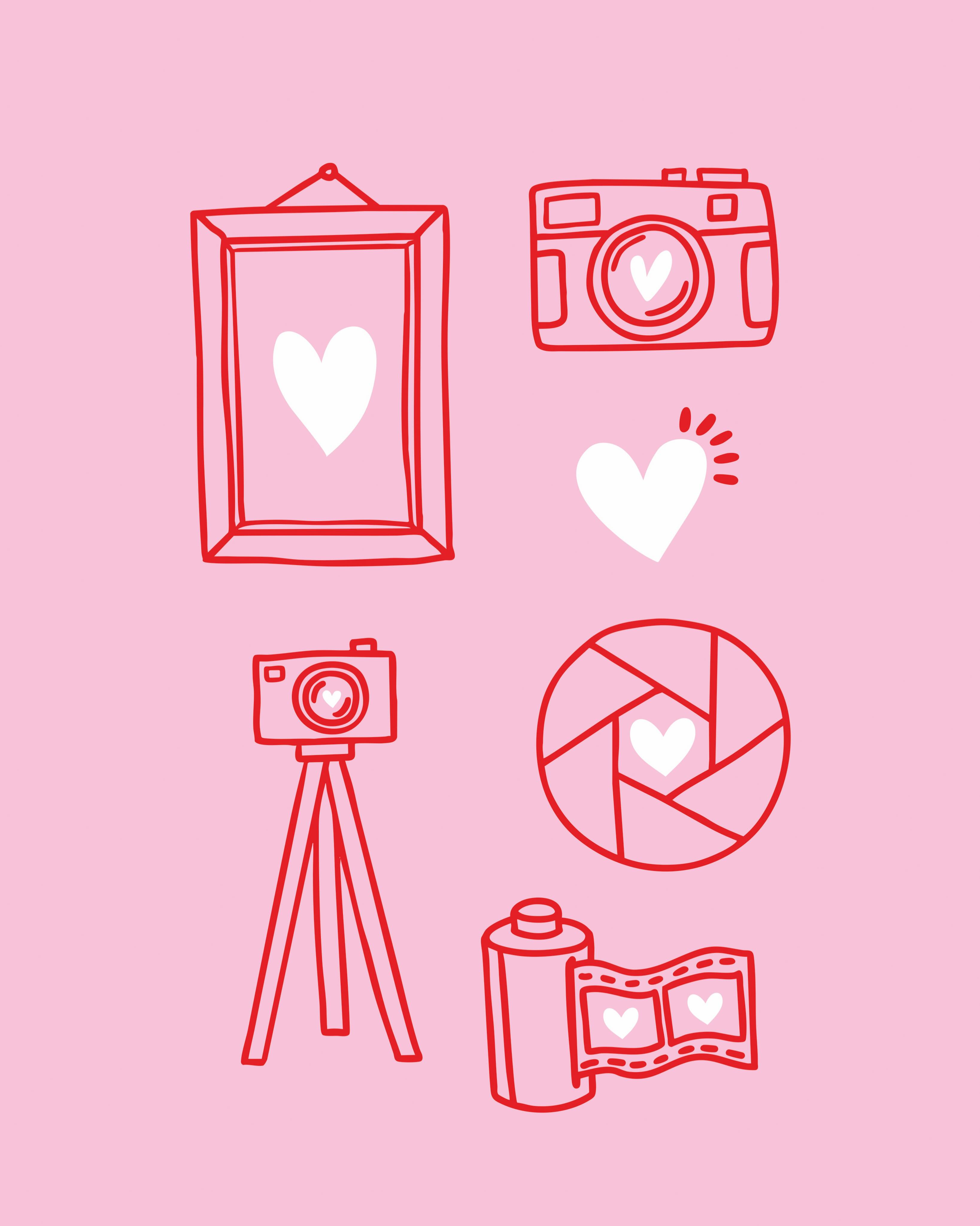 I have been working on these cute hand drawn illustrations for a new photography brand client. Yes the business name has Heart in it!!