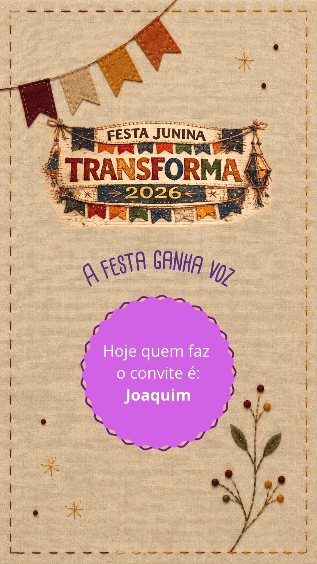 ✨ A Festa Junina TransForma 2026 está chegando!
Hoje quem faz o convite é o Joaquim, do 9º ano. 💛
Nossa festa está sendo construída pelos estudantes e será um momento de encontro, cultura, arte e muita celebração.
📅 27 de junho
🕔 17h
🎟️ Ingressos: R$ 10,00
#FestaJuninaTransForma #TransFormaEscola #ComunidadeEscolar #CulturaPopular #festajunina2026