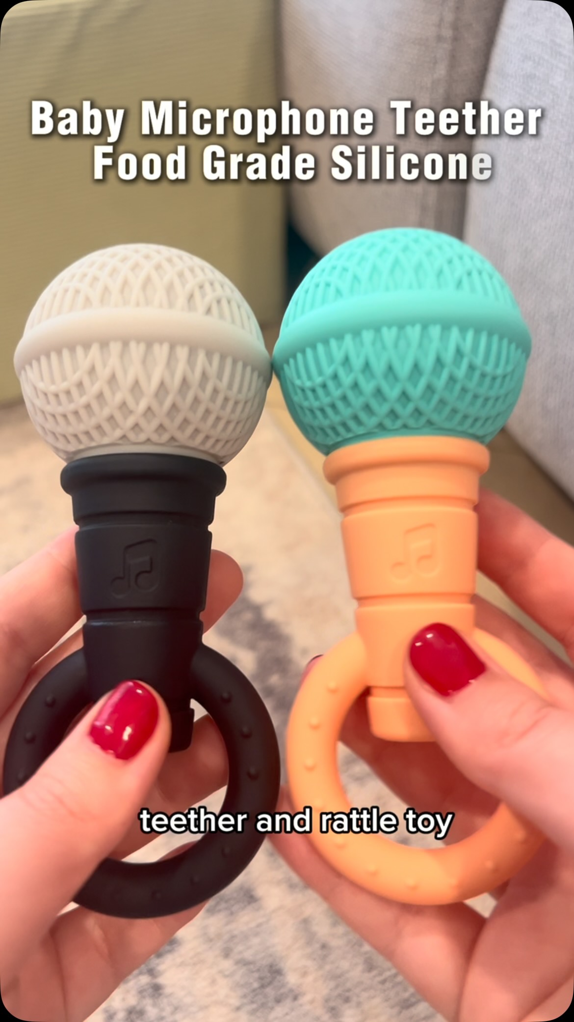 Let’s take a closer look at these spotlight stealing baby microphone teethers 😍🎤 #babyteether #babygift #babymusic Shop now on Amazon, TikTok, or our website!