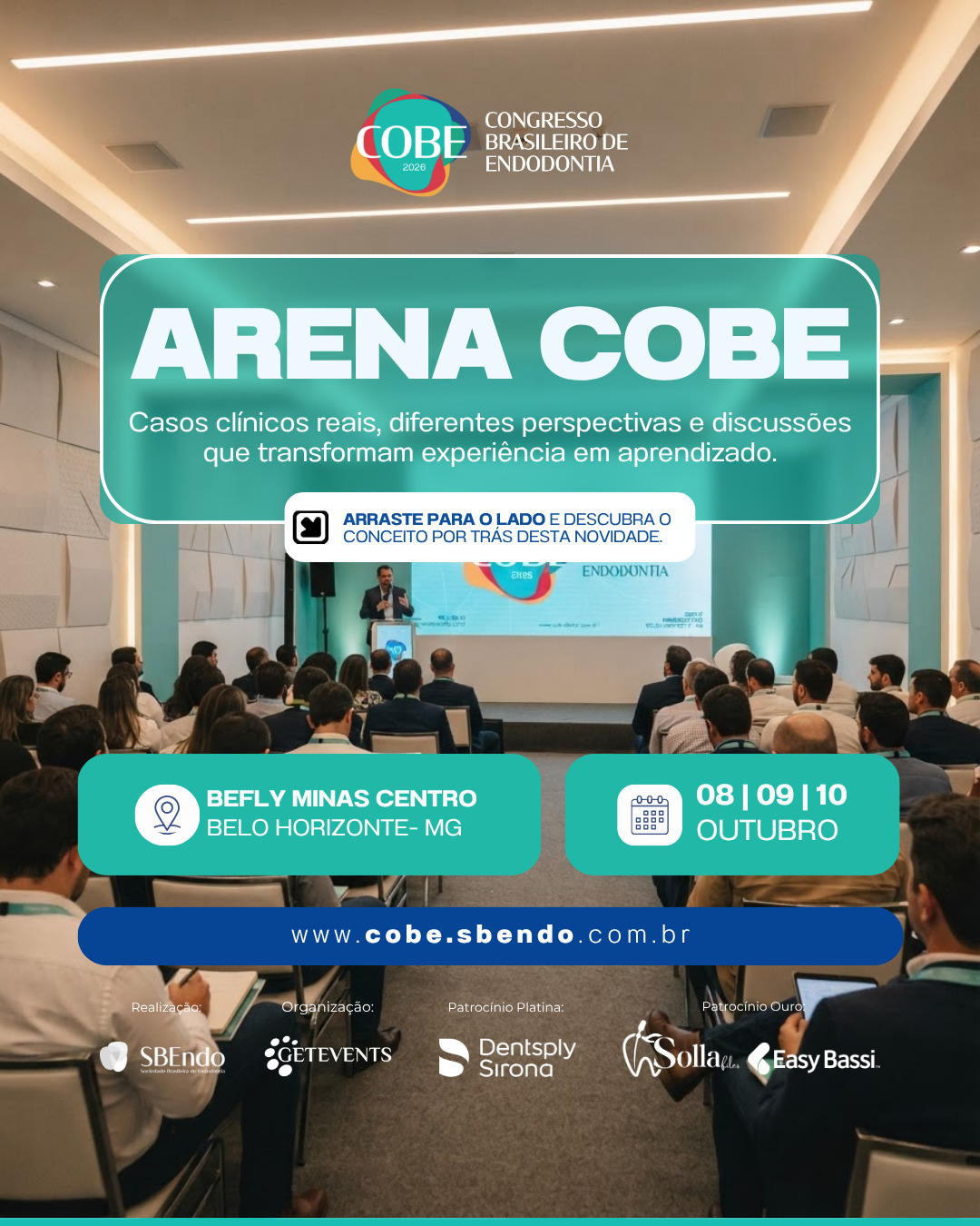 A Arena Cobe é um espaço criado para compartilhar experiências, discutir desafios clínicos e ampliar o raciocínio por meio da troca de perspectivas.
No COBE 2026, especialistas apresentarão casos clínicos complexos em exposições curtas e objetivas, transformando situações da prática clínica em oportunidades de aprendizado e reflexão.
Uma experiência dinâmica, construída a partir da discussão de casos reais e das diferentes possibilidades que fazem parte da tomada de decisão clínica.
📅 08, 09 e 10 de outubro de 2026
📍 Belo Horizonte/MG
Garanta sua vaga:
http://www.cobe.sbendo.com.br
#COBE2026 #SBEndo #Endodontia #EndodontiaBrasil #Odontologia #CongressoBrasileiroDeEndodontia