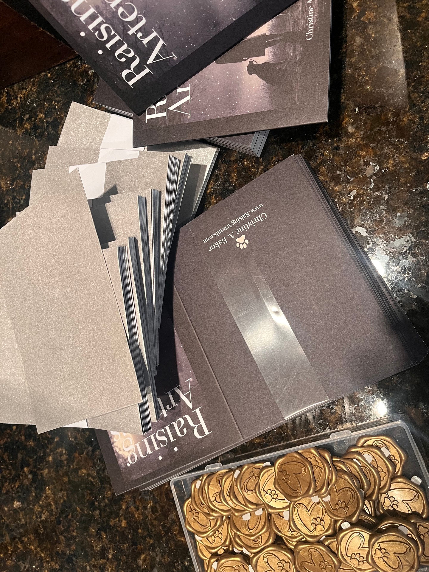 Some packages arrived this week.
I can't share all the details yet, but some special pieces for the Raising Artemis launch are beginning to come together.
One of my favorite parts of publishing has been discovering all the little ways a story can continue beyond the final page.
More soon. #RaisingArtemis #BookLaunch #IndieAuthor #ComingSoon #BookCommunity