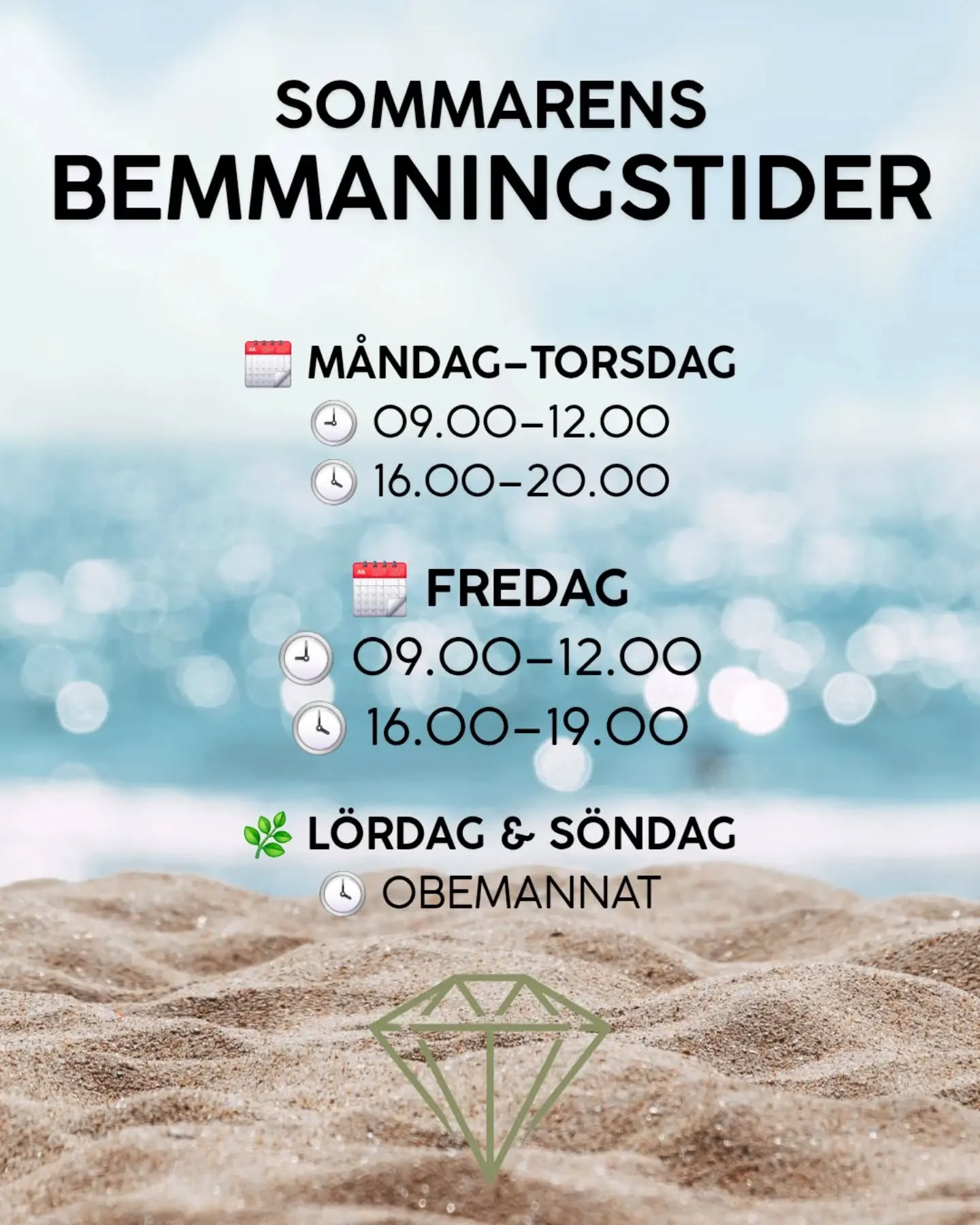 ☀️ Sommarens bemanningstider (v.27–v.33) ☀️
Under sommaren gäller följande bemanningstider på gymmet:
🗓️ Måndag–Torsdag
🕘 09.00–12.00
🕓 16.00–20.00
🗓️ Fredag
🕘 09.00–12.00
🕓 16.00–19.00
🌿 Lördag & Söndag
🔒 Obemannat
Kom ihåg att du som medlem fortfarande har tillgång till gymmet även när receptionen är obemannad☝️
Vi önskar er en fantastisk sommar och hoppas vi ses på gymmet! 💪☀️