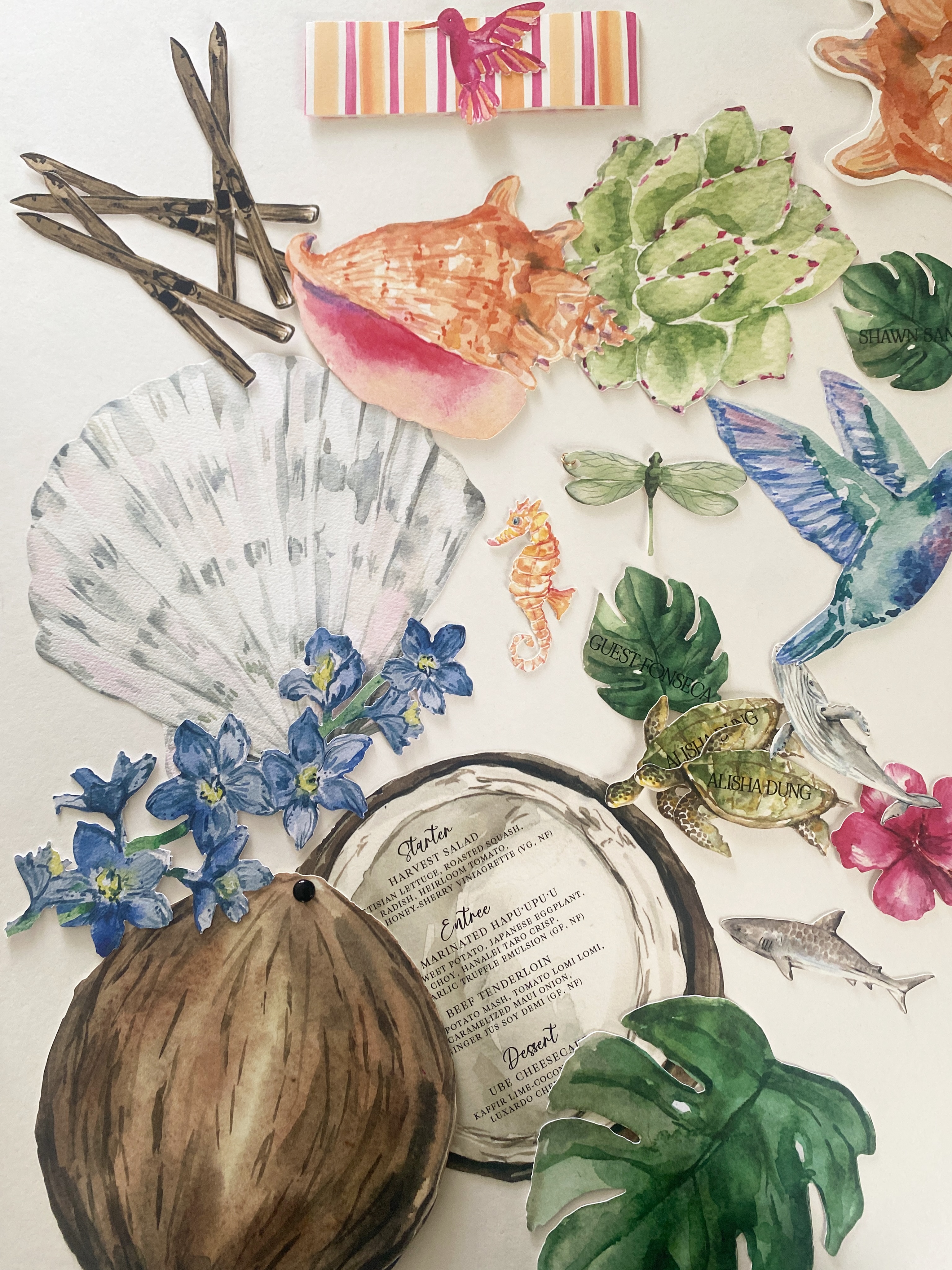 Raise your hand if you love custom shapes as much as me!! Forever obsessed and a big YES to adding something creative and custom watercolor 🙋♀️🙋♀️ send me all your favorite plants, animals, places and details! We’ll paint all your favs and bring them into your wedding celebration! 🎉