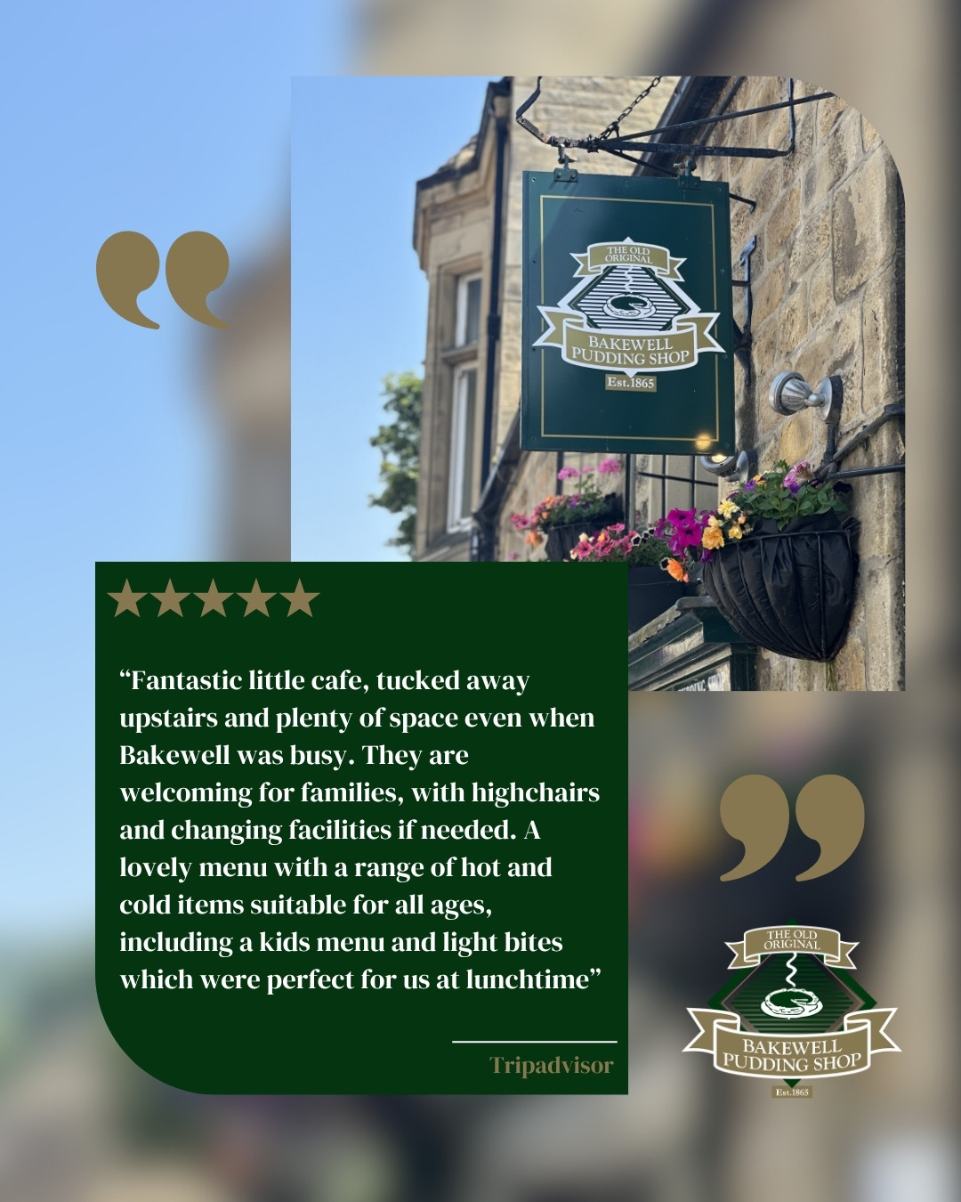 Every kind review reminds us why we do what we do!💚
As a local, family-run business, we’re passionate about creating a warm welcome for everyone who visits💫 From families enjoying lunch together to those stopping by for a taste of our famous Original Bakewell Pudding
Thank you for your wonderful review. We look forward to welcoming you back soon! ⭐🥧
#theoldoriginalbakewellpuddingshop #5starreview #visitbakewell #visitpeakdistrict #originalbakewellpudding #peakdistrict #supportlocal #food #derbyshire #derbyshirelifestyle