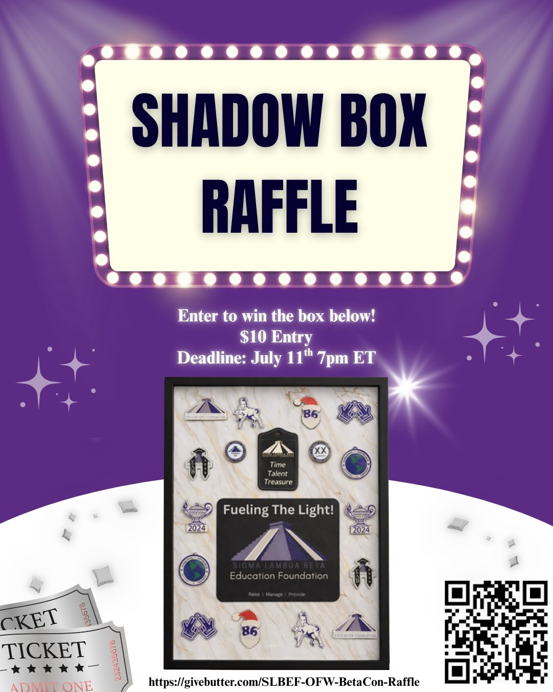 BetaCon is almost here! As we get ready for SLB’s 40th Anniversary celebration in Tampa, the Sigma Lambda Beta Education Foundation is kicking things off with a two-week raffle 🐎
All proceeds support the Opportunity for Wisdom Scholarship Fund 💜
🎟️ Entries: $10 each
🏆 Grand Prize: Exclusive SLBEF shadow box + memorabilia
Not attending BetaCon? No worries! Prizes can be shipped!
Enter now by scanning the QR code or visit https://givebutter.com/SLBEF-OFW-BetaCon-Raffle
#SLBEF #SLB1986 #FuelingTheLight #BetaConXL