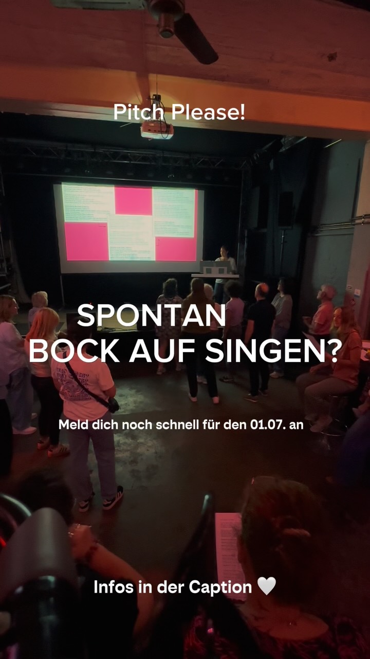 PITCH PLEASE - Vocal Collective“ ist ein monatliches Gesangsformat in der Kulturrampe Krefeld. Kein klassischer Chor, kein Leistungsdruck - sondern gemeinsames Singen mit Feeling, Technik, Spaß und Community.
Wir treffen uns round about jeden ersten Mittwoch im Monat von 19-21 Uhr in der Kulturrampe.
Angeleitet wirst du professionell von Mareike Finken, einer erfahrenen Gesangslehrerin aus Krefeld (www.mareike-finken.de). Wir üben Atemtechnik, Stimmbildung, harmonisches Singen und mehrstimmige Arrangements. Vorkenntnisse sind nicht nötig - nur Lust, Neugier und eine Stimme.
Wir singen sowohl moderne als auch oldie“ Songs aus Rock, Pop, R’n’B und Indie. Beispiele: Rihanna, Sia, Coldplay, Beatles, Evanescence, Snow Patrol, Cyndi Lauper, CCR.
Ziel ist nicht Perfektion, sondern Gemeinschaft, Mut, Ausdruck und Euphorie.
Anmeldung
* ��Teilnahmegebühr: 20 € pro Termin
* ��Teilnahme ab 18 Jahren
* ��Ort: Kulturrampe, Großmarkt Krefeld, Oppumer Straße 175
Anmeldung per Mail an: mareike@mindtransplant.com
Betreff: „PITCH PLEASE - Anmeldung“