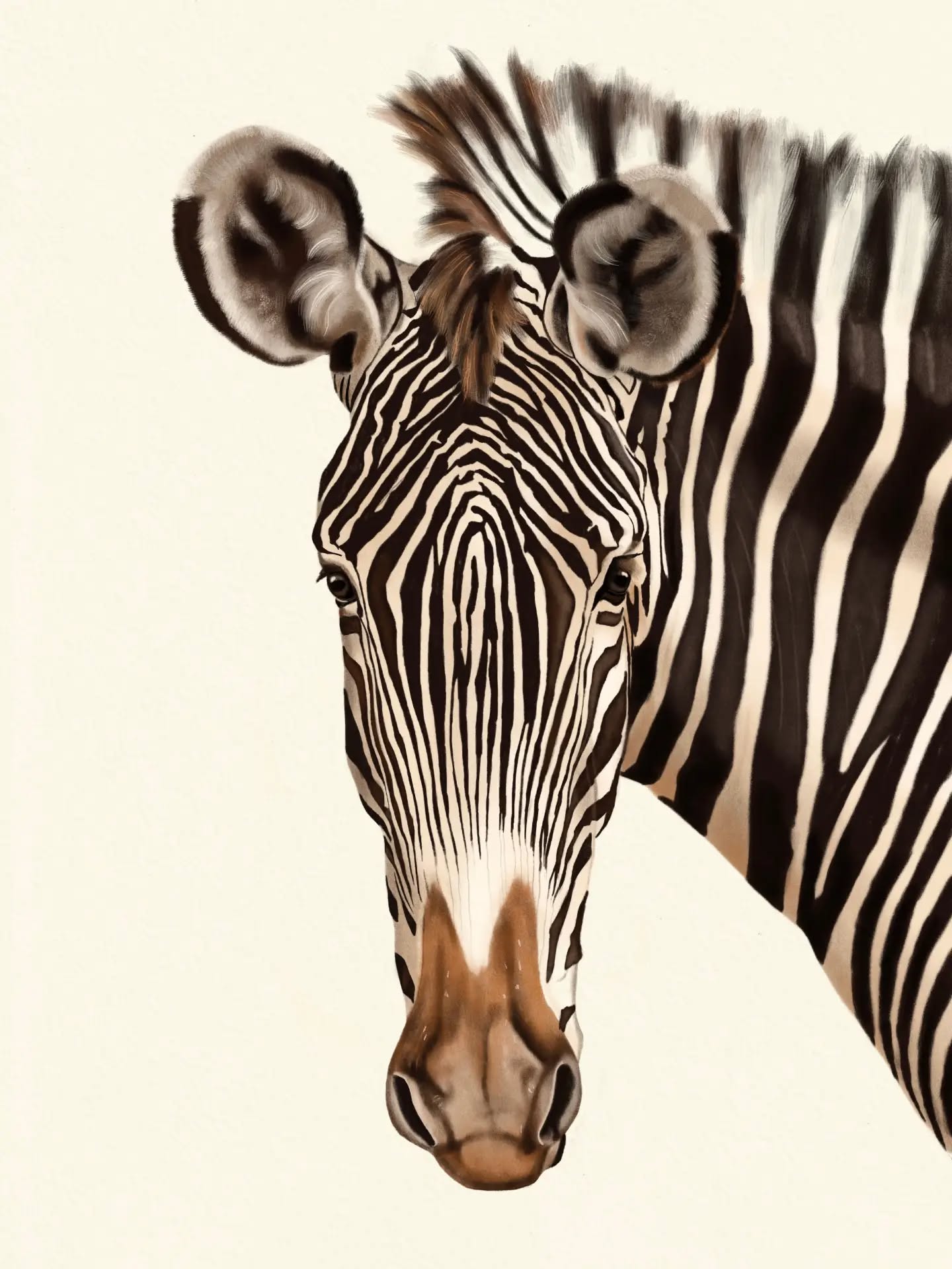 My personal favourite of Africa: the zebra, especially the Grévy with the small chocolate brown stripes🦓 So, of course it needed a portrait!
- Grévy’s zebra | Exotic wildlife collection
- Paper size: 101x76 cm (comes as a limited edition giclee print).
#zebra #luxuryart #africanwildlife #quietluxury #wildlifeart