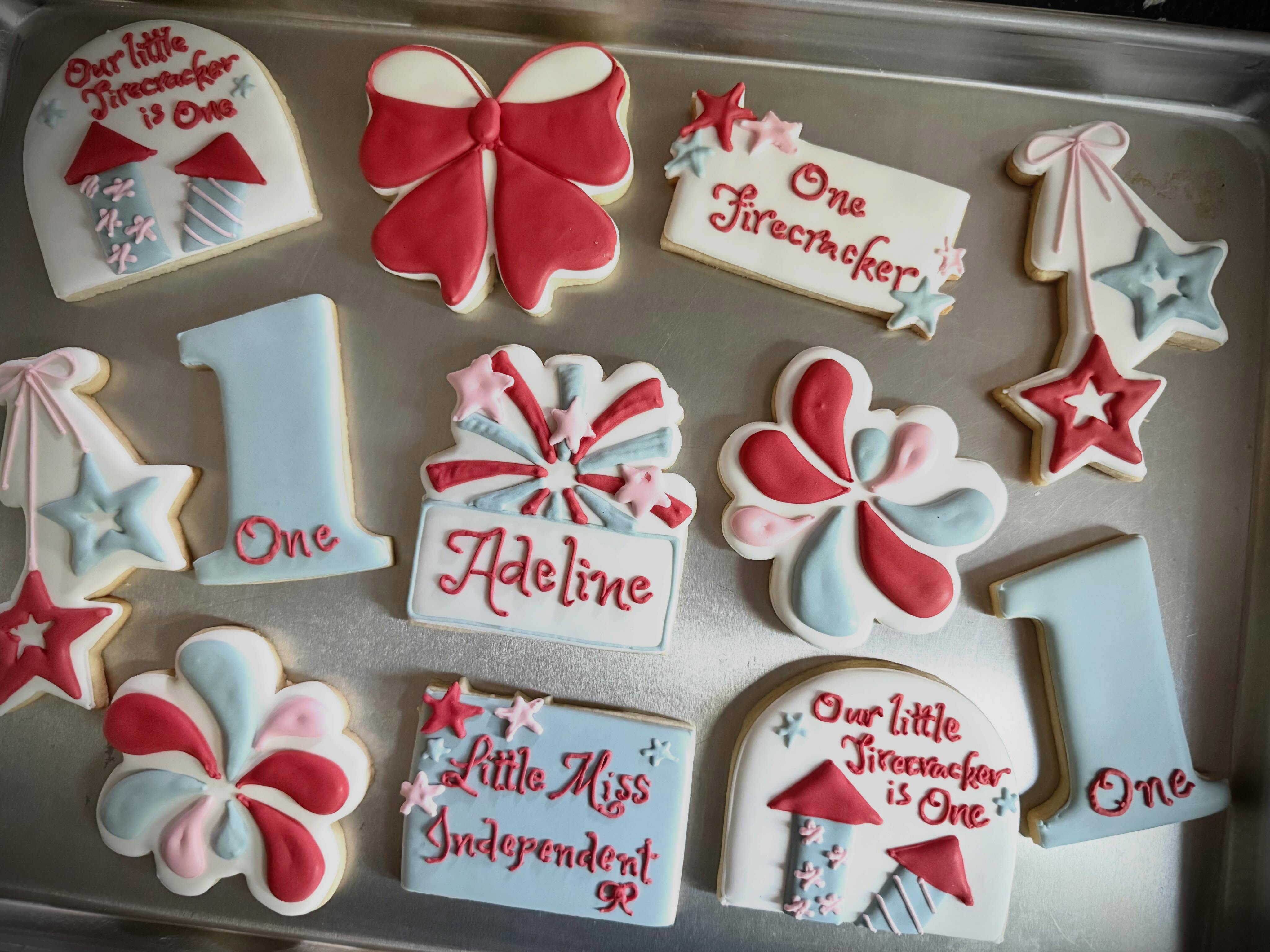 Happy 1st Birthday Adeline! Jenny I hope you had a wonderful birthday celebration with your little Firecracker!
#birthdaycookıes #decoratedcookiesfrisco #customcookiesfrisco #friscocookies #4thofjulycookies