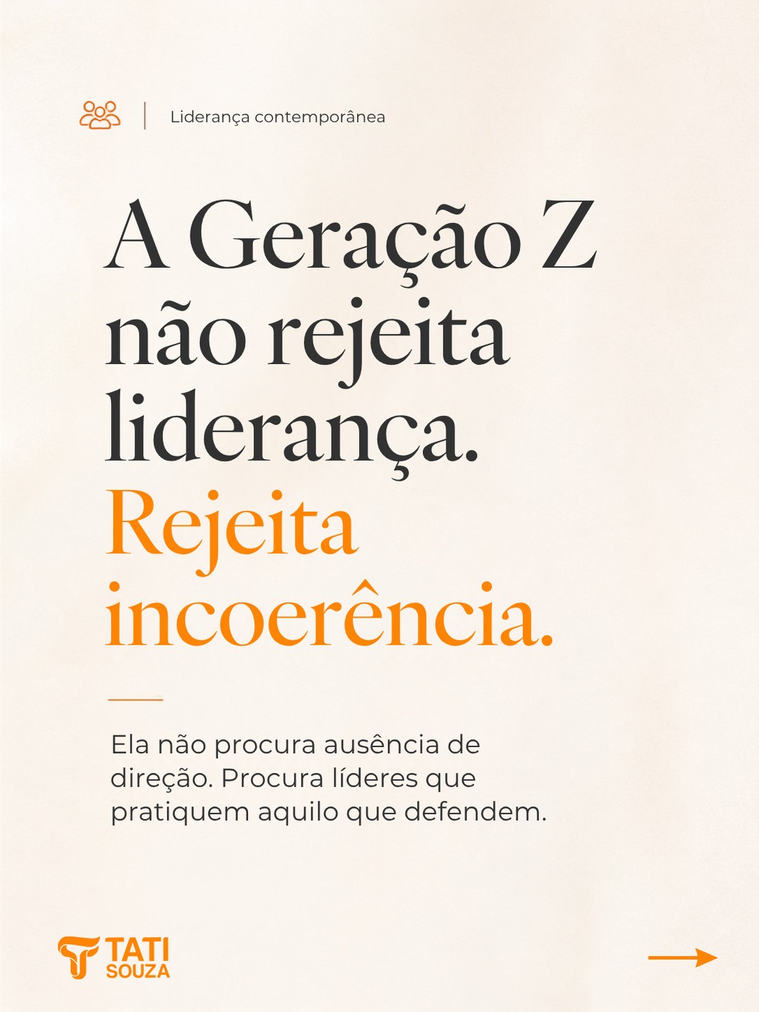 A Geração Z não rejeita liderança. Rejeita incoerência.
Ela não quer ausência de direção. Quer clareza, diálogo, feedback verdadeiro e líderes que pratiquem aquilo que defendem.
Não adianta falar sobre respeito e liderar pelo medo.
Defender escuta e não ouvir.
Cobrar responsabilidade sem oferecer direção.
A nova geração não precisa de líderes perfeitos. Precisa de líderes consistentes.
#GeraçãoZ #Liderança #LiderançaContemporânea #GestãoDePessoas