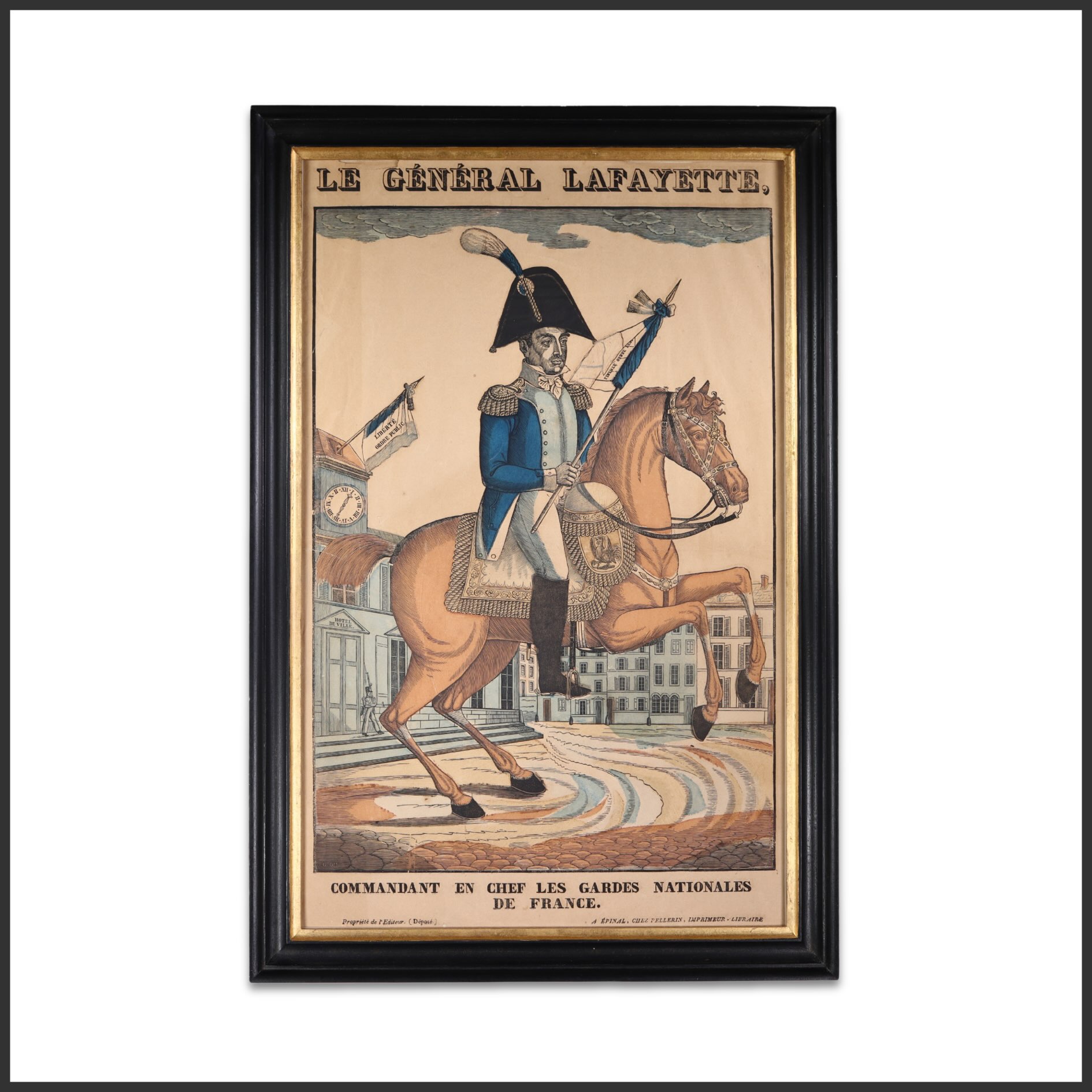 As Independence Unfolded: America at 250 continues through July 17, we are pleased to feature another exceptional object from the catalog.
A hand-colored woodcut depicting Lafayette on horseback in uniform as commander of the National Guard, issued by the Pellerin workshop at Épinal circa 1830. Rendered in the bold linear style characteristic of the Imagerie d’Épinal, the composition reflects the popular print tradition that translated contemporary political figures into widely accessible visual form.
Produced in post-Revolutionary France, prints of this kind testify to Lafayette’s enduring status as an international symbol of liberty and constitutional government. More than half a century after the American Revolution, his image continued to embody the shared ideals that linked France and the United States.
Exhibited: Bienvenue au Général Lafayette, The Cabildo, April 9, 2025 – January 18, 2026.
View the complete catalog via the link in our bio.
#Gallery76Americana #Lafayette #FrenchHistory #Americana #America250