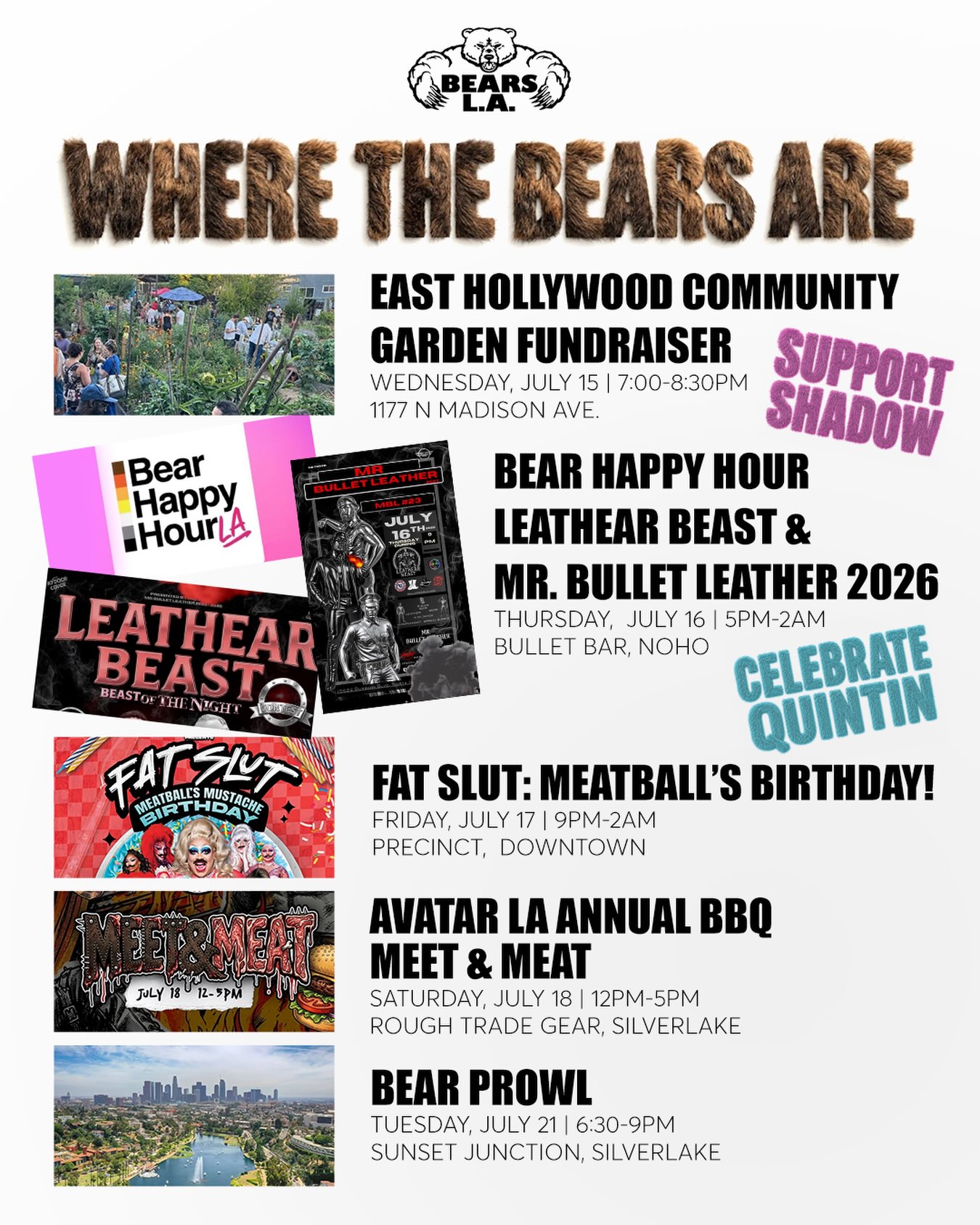 Bears are EVERYWHERE! We’ve got so much to celebrate and support this week! Hope to see y’all out and about! 🧸☀️🌴🍻