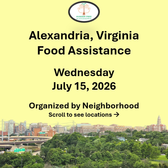 On Wednesday July 15, here are available locations for food assistance. Everybody deserves to eat. #help #find #food #alexandria #alexandriava