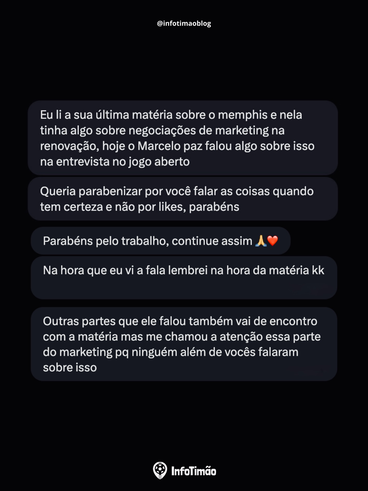 Tem dias em que a correria, as apurações e as horas sem dormir fazem a gente se perguntar se todo o esforço vale a pena.
Aí chega uma mensagem como essa e a resposta aparece.
Seguiremos fazendo jornalismo com responsabilidade, buscando informação antes da repercussão e apuração antes dos cliques.
Obrigado pela confiança, Fiel. É por vocês que buscamos evoluir todos os dias.
Vamos pra cima. Vai Corinthians! 🖤🤍
#corinthians #vaicorinthians #sccp #timão #coringão