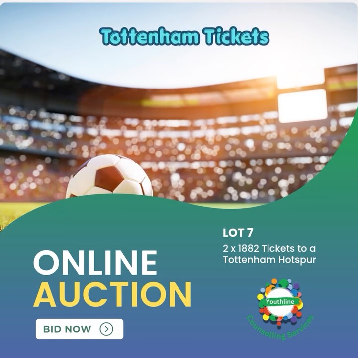 ⚽ Silent Auction – Lot 7 ⚽
Two Tottenham Hotspur Matchday Experience Tickets
Calling all Spurs fans! Don't miss your chance to bid on this fantastic matchday experience for two people.
Your prize includes:
🏟️ Two 1882 Tickets in the South Stand
🍴 Food voucher
🥤 Two drinks vouchers
📖 Complimentary match programme
🍻 Access to the private 1882 Bar
Choose from a selection of Premier League fixtures during the 2026/27 season (subject to availability).
This is an incredible opportunity to experience the atmosphere at the Tottenham Hotspur Stadium in style!
💙 Every bid helps Youthline continue providing vital mental health support to children, young people and families in our community.
A huge thank you to our generous donor for making this amazing prize possible @tdsynnex
click link in bio to bid
#Youthline #SilentAuction #TottenhamHotspur #COYS #Football #Fundraising